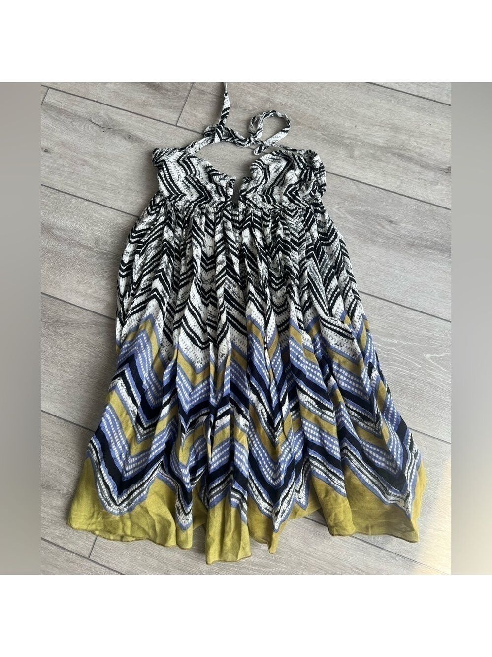 Free people flowy mixed print boho strapless tie back festival dress size xs